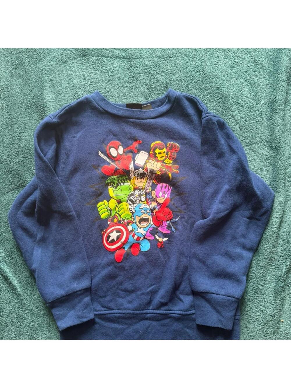 Marvel Kids' Blue Sweatshirt with Superhero Characters